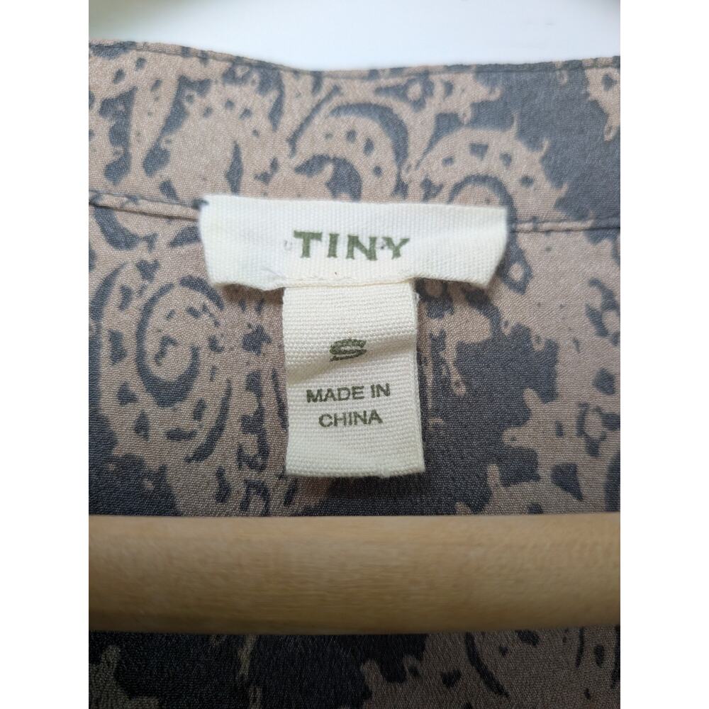 Tiny Anthropologie Floral Wrap Blouse Small Surplice Long Sleeve Gray - Picture 2 of 16